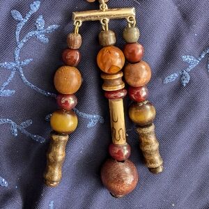 Multicolor vintage tribal wood Beaded Bag charm